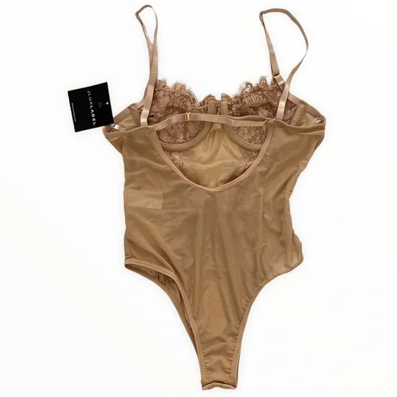 NWT JLUXLABEL Nude Lace Sheer Bodysuit - Picture 2 of 7